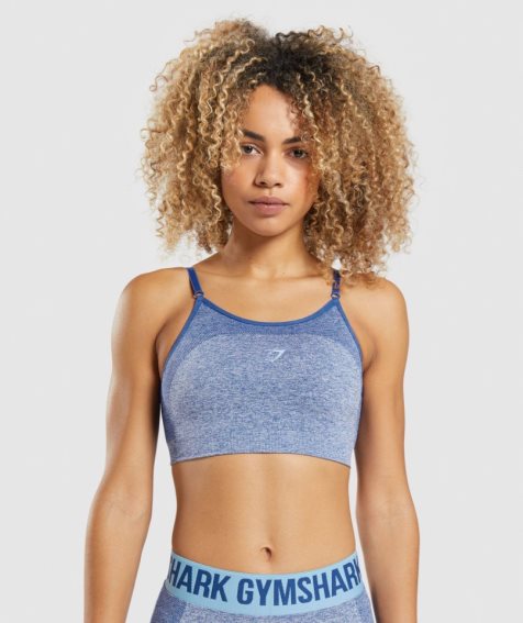 Women's Gymshark Flex Strappy Sports Bra Blue | NZ 7ZLWCO